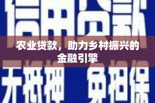 边坝农业贷款，助力乡村振兴的金融引擎