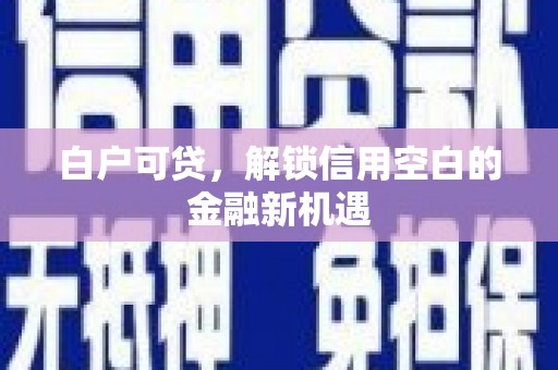 边坝白户可贷，解锁信用空白的金融新机遇