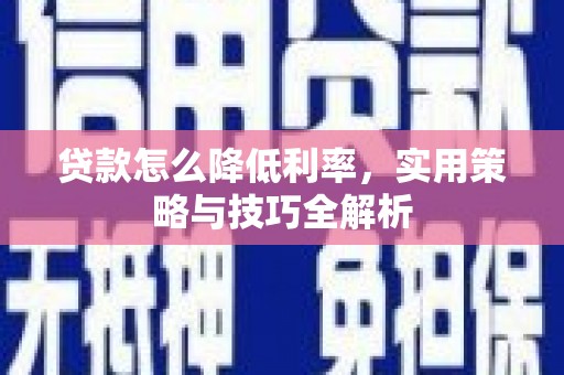 边坝贷款怎么降低利率，实用策略与技巧全解析