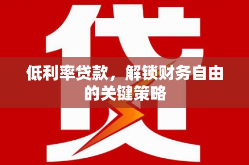 边坝低利率贷款，解锁财务自由的关键策略