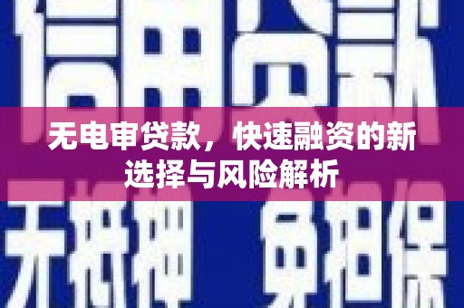 边坝无电审贷款，快速融资的新选择与风险解析