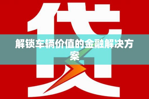 边坝解锁车辆价值的金融解决方案