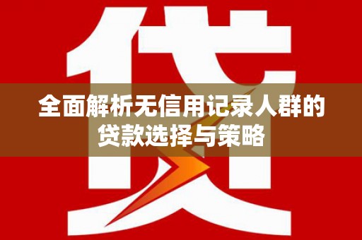 边坝全面解析无信用记录人群的贷款选择与策略